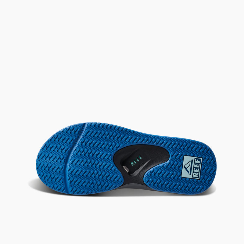 Reef Fanning Flip Flops For Men - Gunmetal Gray/Ocean Blue/Black - Size Medium (D, M)