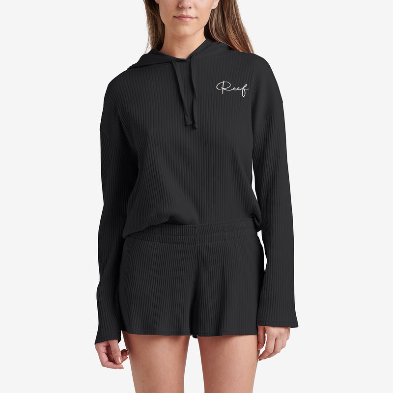 Beachy Rib Hoodie - Caviar