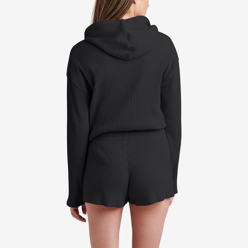 Beachy Rib Hoodie - Caviar