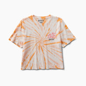 Say Please Cropped Crew Tee - Peach Gold Tie Dye
