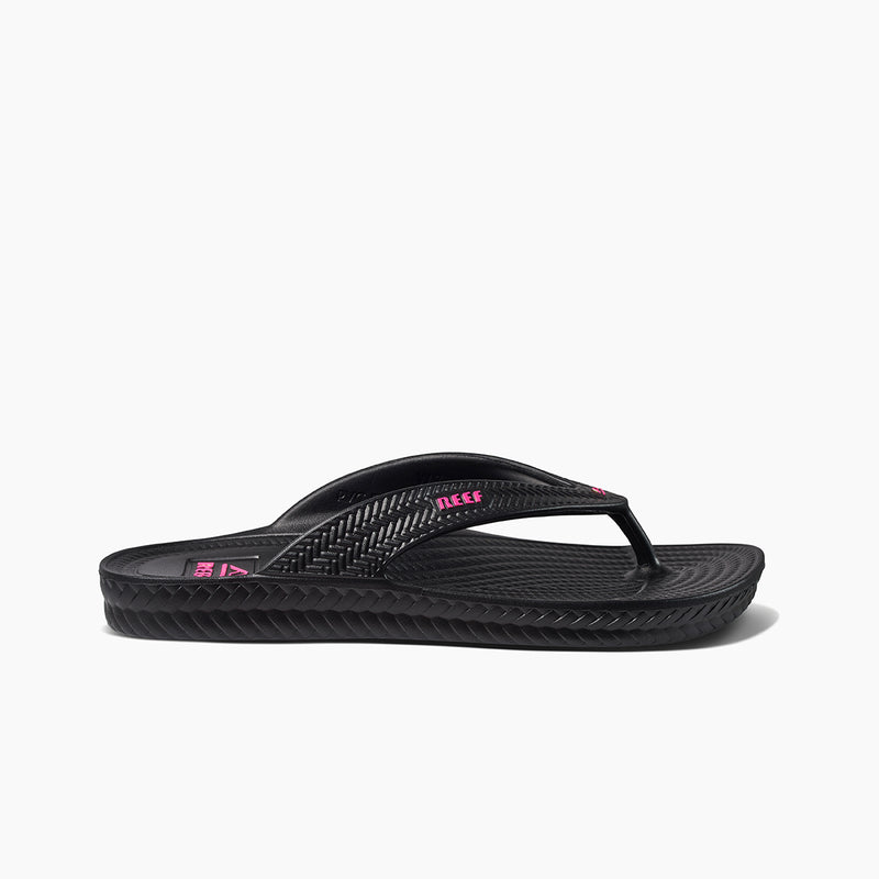 Pink and best sale black flip flops